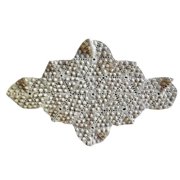 Crocheted Antimacassar Lot Of 3 White Popcorn Doilies Handmade MCM Granny Core - Picture 4 of 16